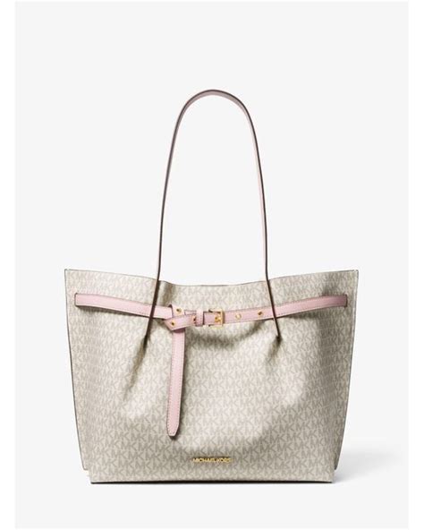 michael kors white logo large bag|emilia large logo tote bag.